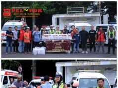 Sinergi di Bulan Suci, Satlantas Polres Gresik dan Driver Ambulans Bagikan Takjil di Depan Kantor Bupati