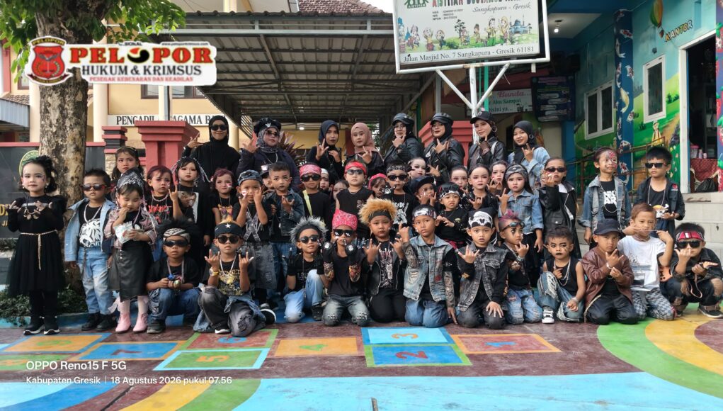 KB dan TK ABA 17 Sangkapura Berani Tampil Beda “Rock and Roll” Pada Karnaval HUT ke-81 Kemerdekaan RI.