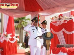 Pemkab Kotabaru Laksanakan Upacara Penurunan Bendera HUT ke-81 RI Dengan Khidmat