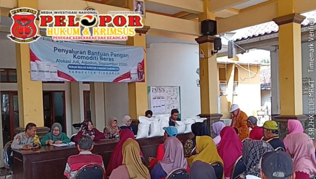 Penyaluran Bantuan Pangan Komoditi Desa Jimbaran wetan Sidoarjo