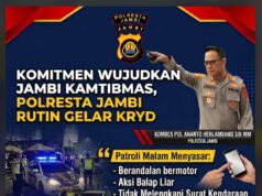 Polresta Jambi Laksanakan KRYD Rutin Antisipasi Berandalan Bermotor dan Knalpot Brong Serta Gangguan Kamtibmas