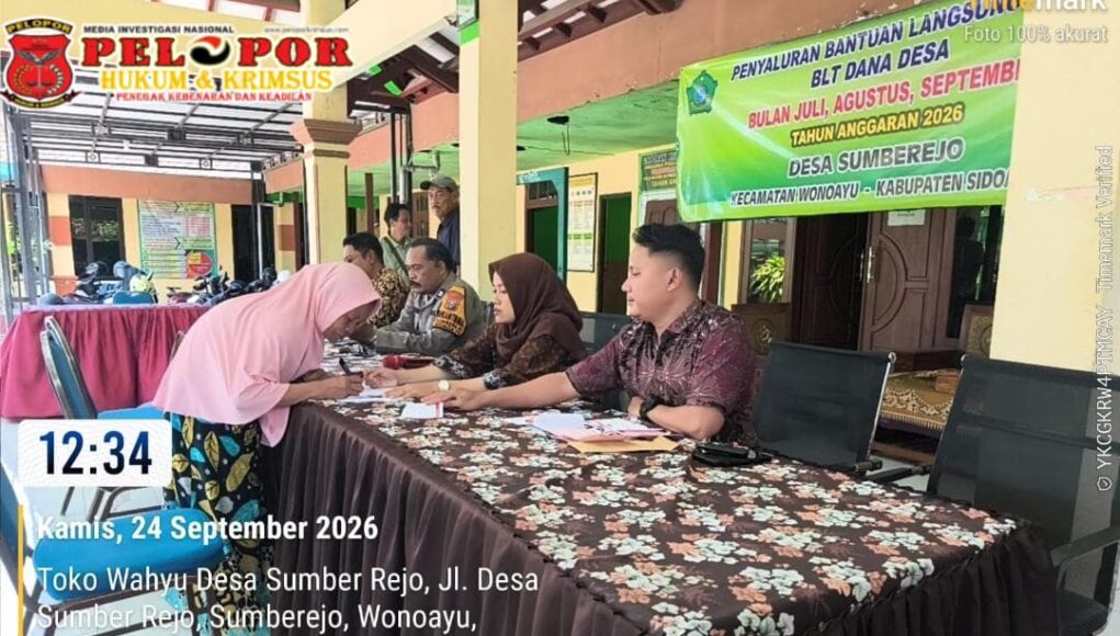 Penyaluran Bantuan Langsung Tunai Dana Desa (BLT-DD) untuk periode Juli, Agustus, dan September Desa Sumberejo Sidoarjo